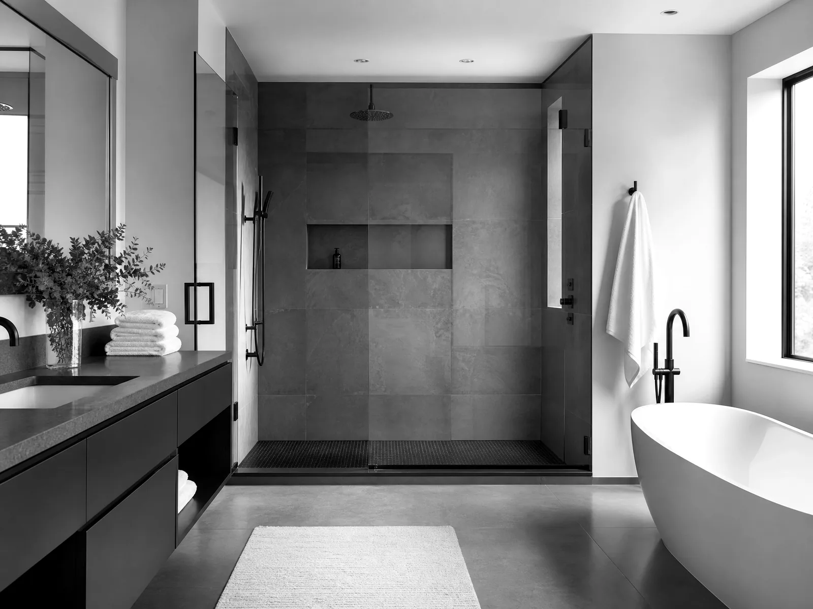 Clean bathroom fixtures and glass illustrating everyday water-treatment benefits