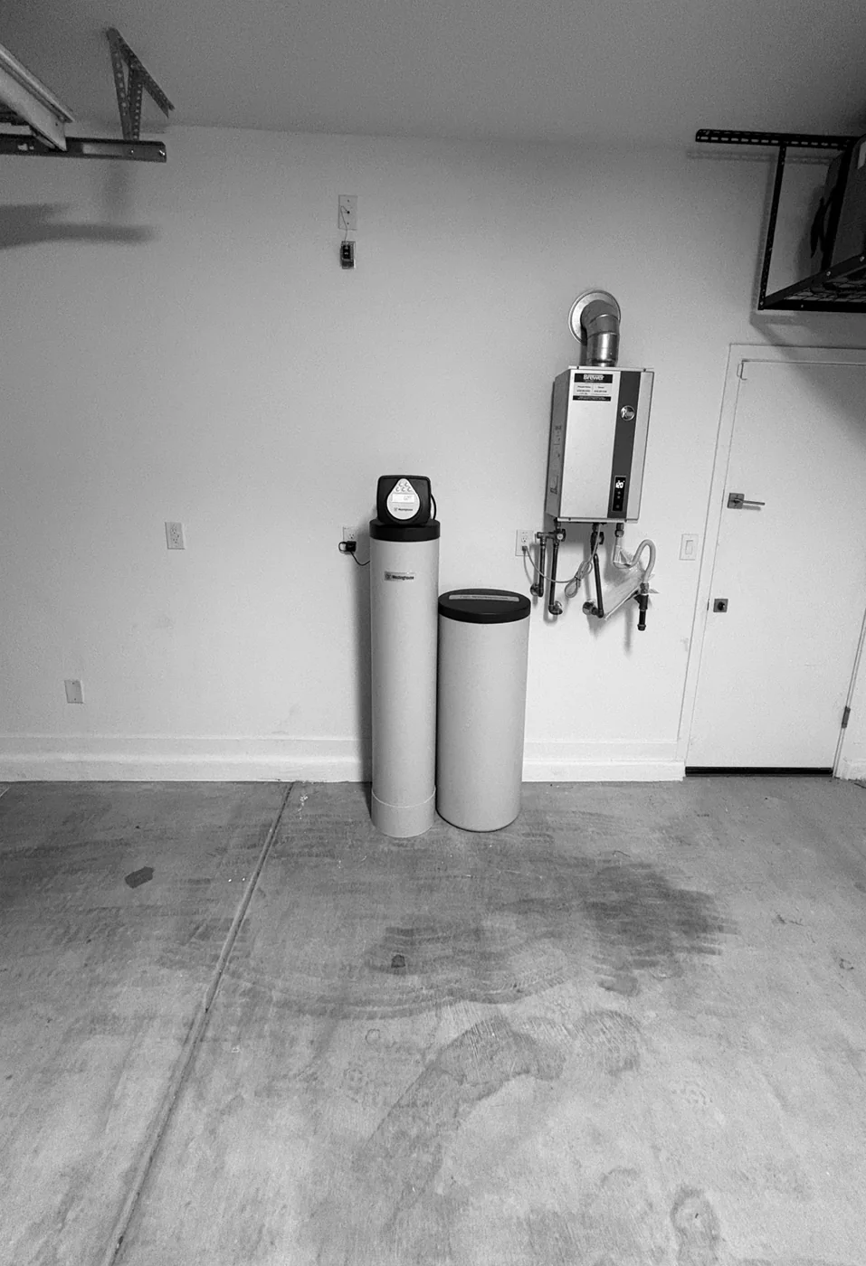 Whole-home treatment equipment installed beside residential utility connections